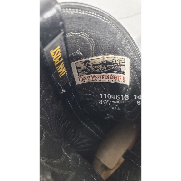 Dan Post 7.5 Medium Cowboy Boots Black Lizard Leather Great Western Boot Co - Picture 8 of 8